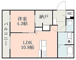 JR日豊本線 国分駅 徒歩5分の賃貸アパート 2階1LDKの間取り