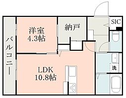JR日豊本線 国分駅 徒歩5分の賃貸アパート 3階1LDKの間取り