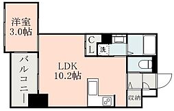 鹿児島市電1系統 武之橋駅 徒歩9分の賃貸マンション 8階1LDKの間取り
