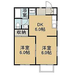 サニーガーデンB 2DKの間取図画像