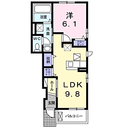 JR指宿枕崎線 枕崎駅 バス12分 保健所前下車 徒歩7分の賃貸アパート 1階1LDKの間取り
