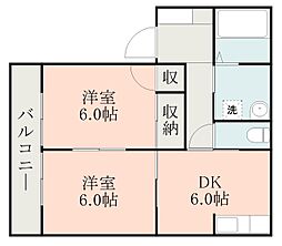 セントラルハイツ 2DKの間取図画像