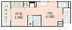 鹿児島市電2系統 加治屋町駅 徒歩6分の賃貸マンション 5階1DKの間取り
