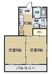 永秀ハイツ3 1LDKの間取図画像