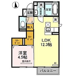 ヴァン・フレ川上 1LDKの間取図画像