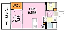 鹿児島市電2系統 工学部前駅 徒歩1分の賃貸マンション 1階1LDKの間取り