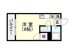 OAKVILLAKAGOSHIMA5th ワンルームの間取図画像