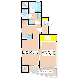 鹿児島市電1系統 鴨池駅 徒歩3分の賃貸マンション 3階1LDKの間取り