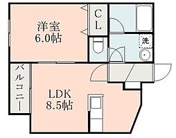 サンスマイル 1DKの間取図画像