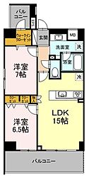 Dグランデ鹿児島中央 2LDKの間取図画像