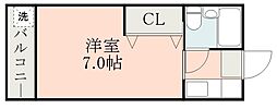 トウセキ城西ハイツ 1Kの間取図画像