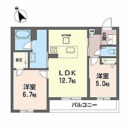 シャーメゾン下荒田 2LDKの間取図画像