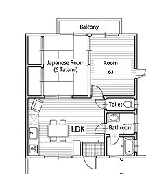 榎園コーポ 2LDKの間取図画像