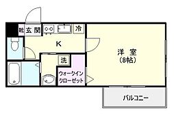 プレステージ荒田 1Kの間取図画像