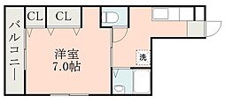 高田ビル 1Kの間取図画像