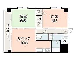 デュークコート二官橋 2LDKの間取図画像
