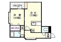 ルモンド 1DKの間取図画像