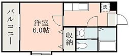 れいめい上荒田 1Kの間取図画像