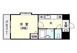 リバーサイド草牟田 1Kの間取図画像
