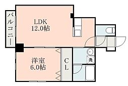 グランパルク椿館 1LDKの間取図画像