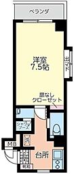 VILLA加治屋 1Kの間取図画像