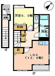 シャングリラ 1LDKの間取図画像