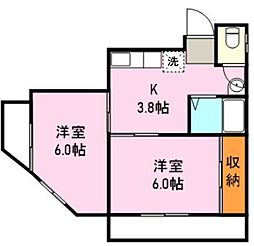 シャルム甲突 2Kの間取図画像
