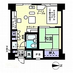 アルファコンフォート鹿児島 1LDKの間取図画像