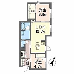 シャーメゾン絆IV 2LDKの間取図画像