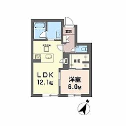 シャーメゾン絆IV 1LDKの間取図画像