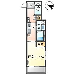 グロリアスK 1Kの間取図画像