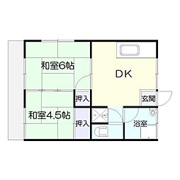 楠ケ台荘 2DKの間取図画像