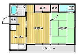 広美荘 2Kの間取図画像