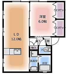 ソレイユ坂之上 1LDKの間取図画像