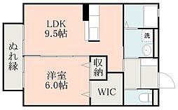 アンソレイユ 1LDKの間取図画像