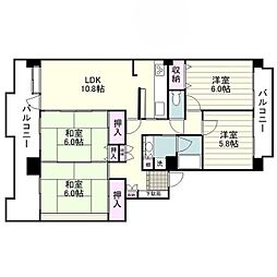 小田急サンシティ鴨池2号棟 4LDKの間取図画像