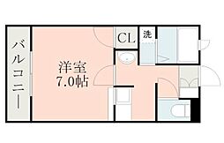 グレイコート唐湊 1Kの間取図画像