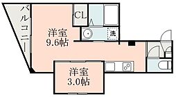 LANDMARKyakushi 1LDKの間取図画像