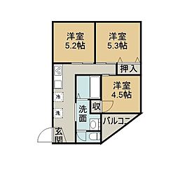 福山ビル 3Kの間取図画像