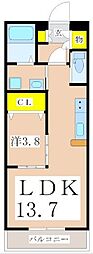 セーラス城山町 1LDKの間取図画像
