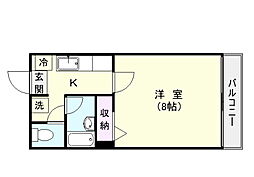 セレクトA 1Kの間取図画像