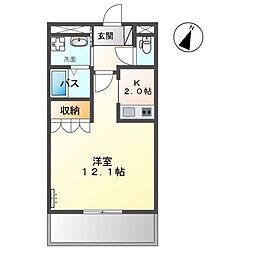 グランディールハイム 1Kの間取図画像