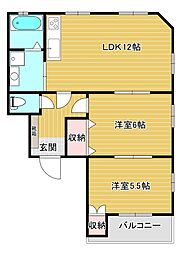 永秀ハイツ5 2LDKの間取図画像