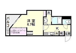 コンチェルト下荒田 1Kの間取図画像