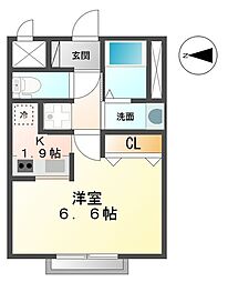 アルメール 1Kの間取図画像