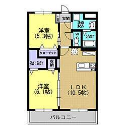 ルナ・ソレイユ・y 2LDKの間取図画像