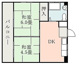 東洋コーポ 2DKの間取図画像