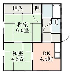 芙蓉荘 2Kの間取図画像