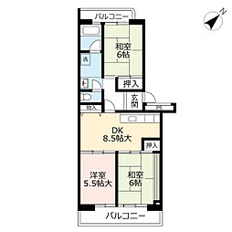 UR都市機構黒崎平尾町団地2棟 3DKの間取図画像