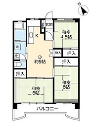 UR都市機構福浜二丁目住宅 2LDKの間取図画像